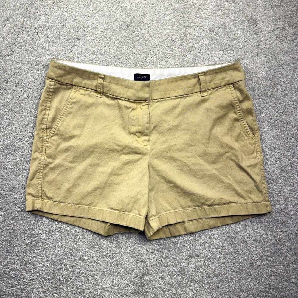 J.Crew Chino Shorts Womens Size 10 Khaki Tan Cuffed Cotton Casual Resort